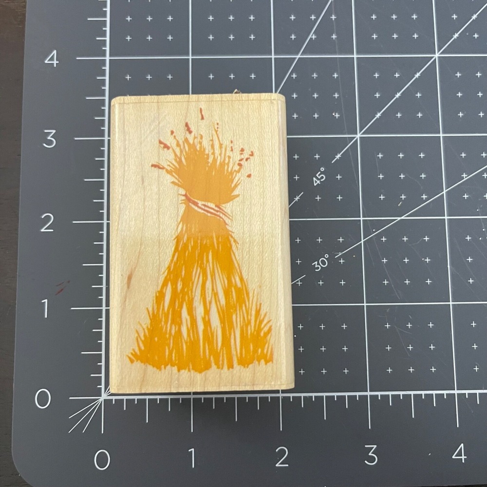 WHEAT STACK FALL FARM HARVEST GOLDEN GRAIN RUBBER STAMPEDE STAMP wood‎ Z360E